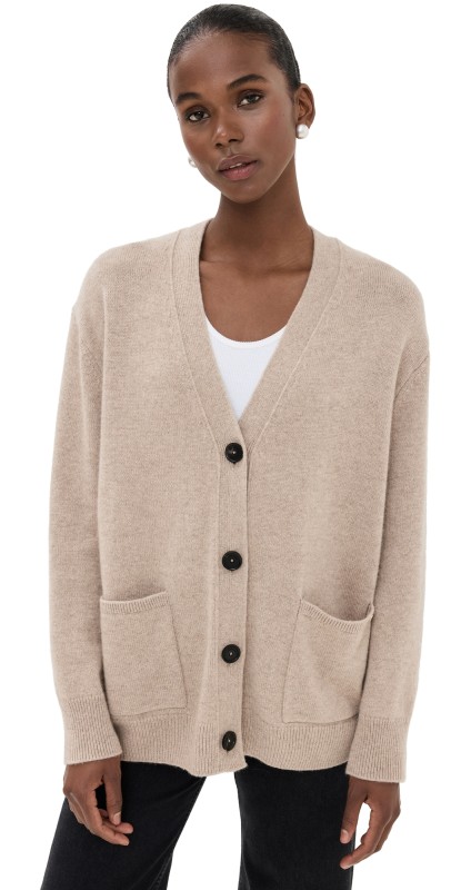 ANINE BING Jackson Cashmere Cardigan Brown