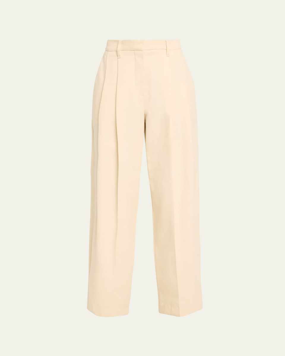 Double Pleated Stretch Wool Grisaille Trousers