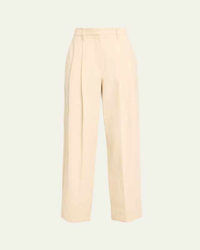 Double Pleated Stretch Wool Grisaille Trousers