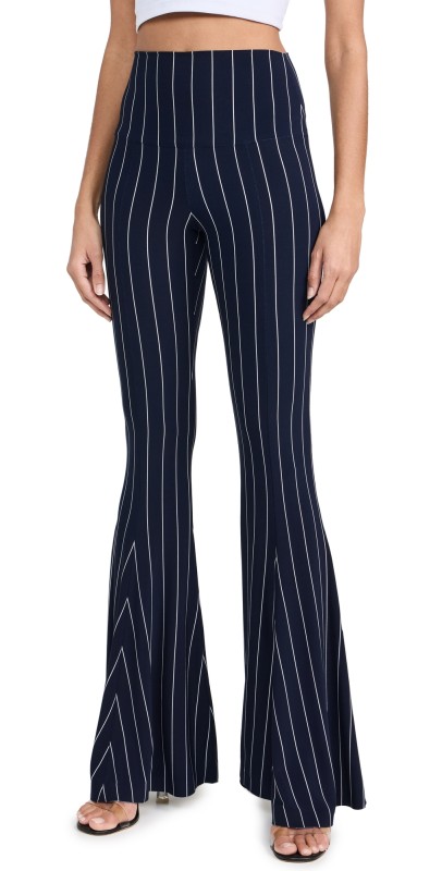 Norma Kamali Fishtail Pants True Navy Pinstripe