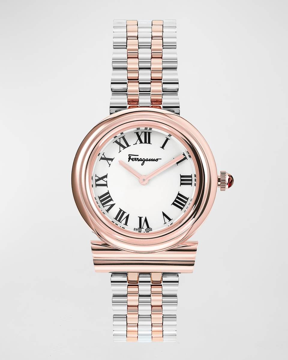 Gancini Watch with Bracelet Strap, Rose Gold/Stainless Steel