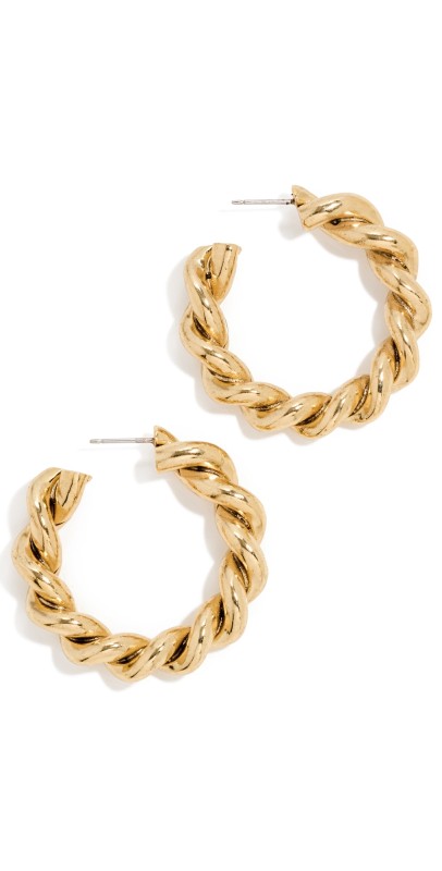 Oscar de la Renta Solid Rope Hoop Earrings Gold