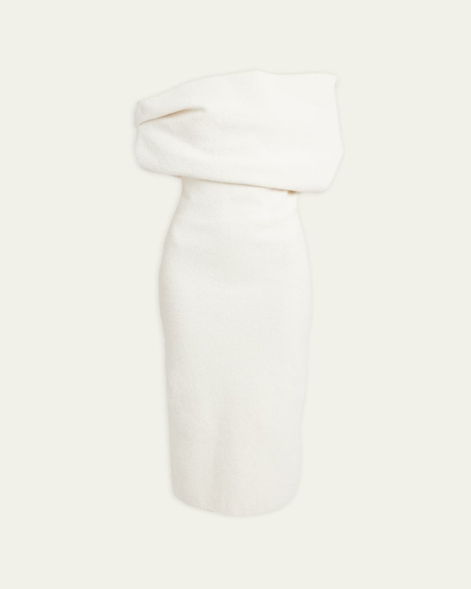 Debra Off-Shoulder Boucle Midi Dress