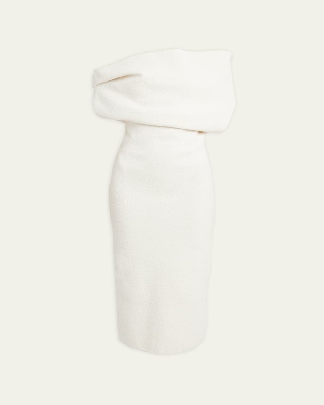 Debra Off-Shoulder Boucle Midi Dress
