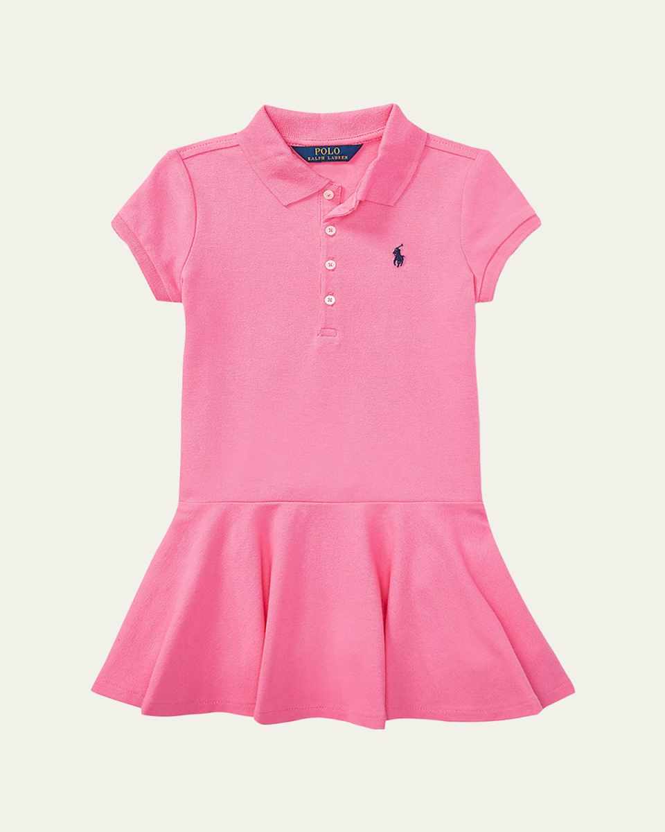 Girl's Stretch Cotton Mesh Polo Dress, Size 2-