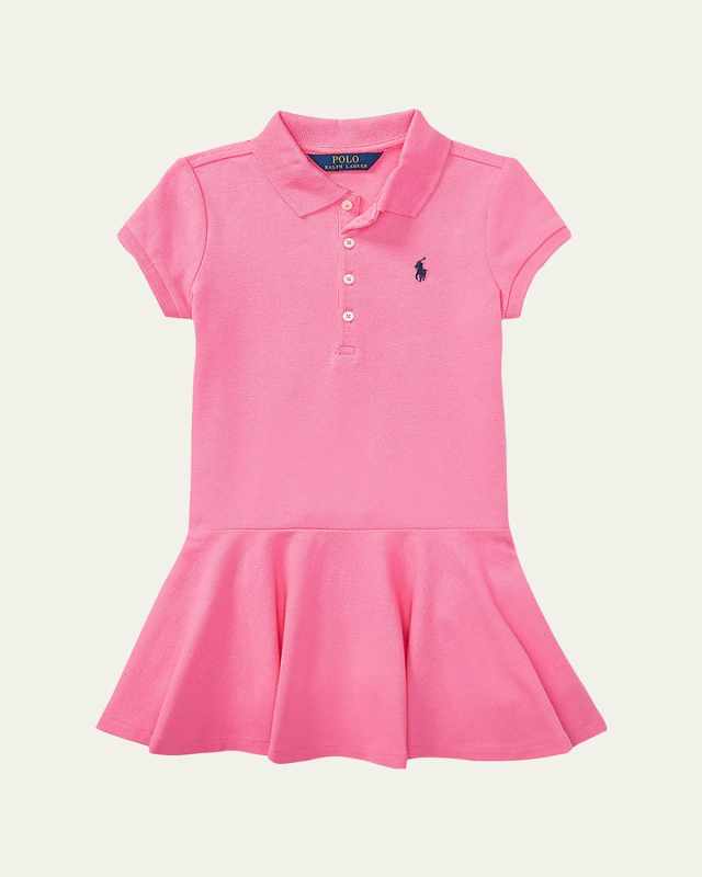 Girl's Stretch Cotton Mesh Polo Dress, Size 2-