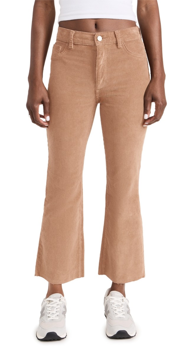 DL1961 Bridget Boot: High Rise Insta-Sculpt Crop Corduroy Pants Teddy Taupe (Corduroy)