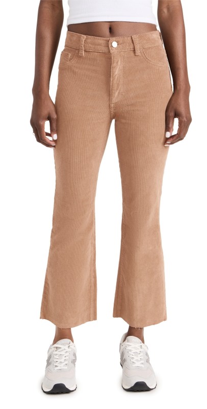 DL1961 Bridget Boot: High Rise Insta-Sculpt Crop Corduroy Pants Teddy Taupe (Corduroy)
