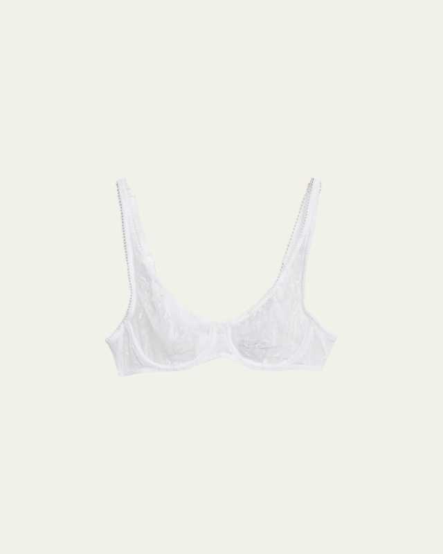 Opaline Embroidered Lace-Trim Tulle Bra