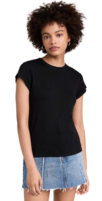 Splendid Faye 1x1 Crew Neck Tee Black