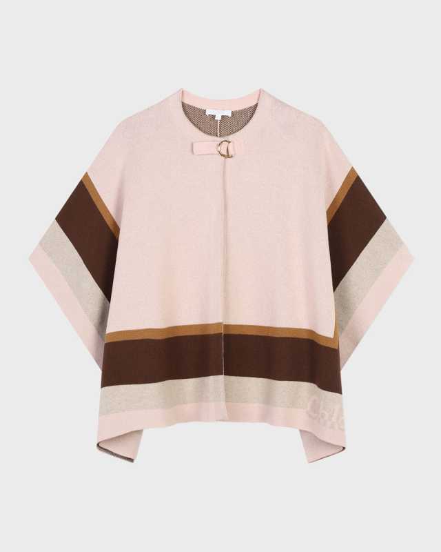 Girl's Striped Logo-Print Cape, Size 8-14