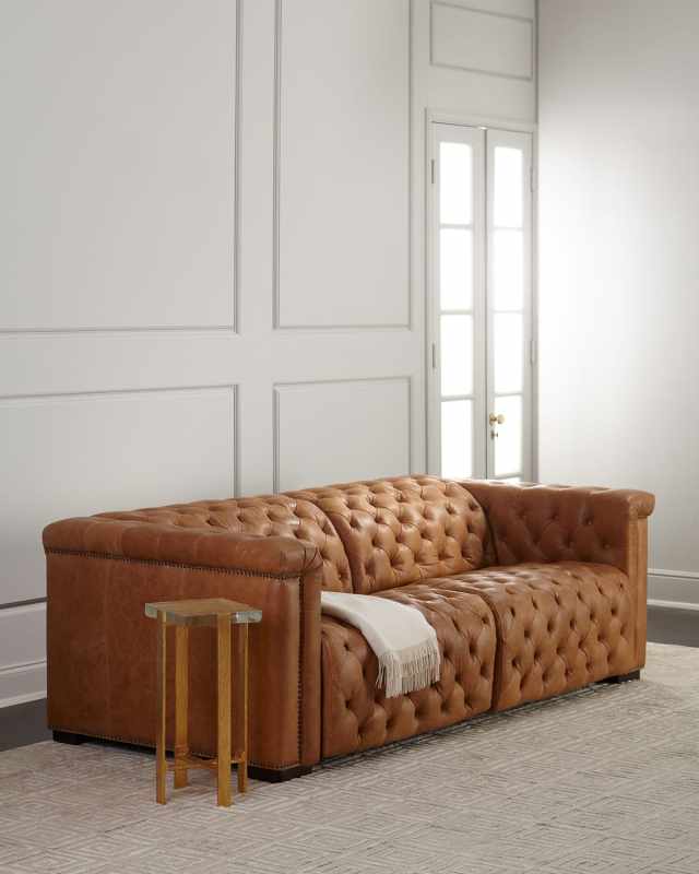 Luca Tufted Leather Motion Sofa, 88