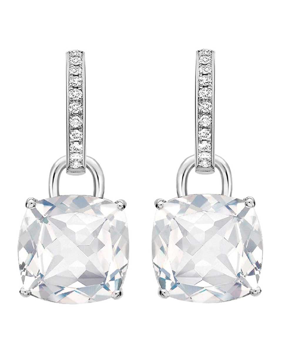 Kiki Classic 18k White Gold Topaz Diamond Drop Earrings