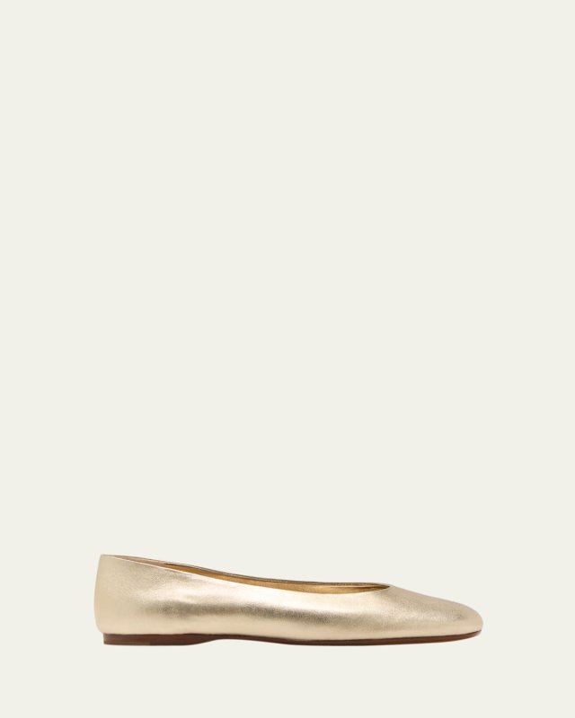 Leah Metallic Square-Toe Ballerina Flats