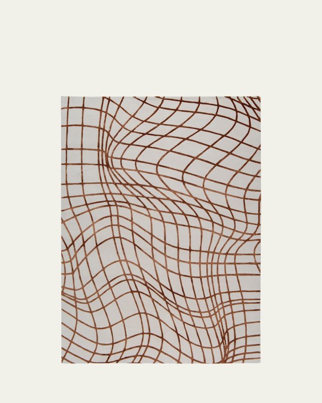 Wavelength Rust Hand-Knotted Rug, 6' x 9'