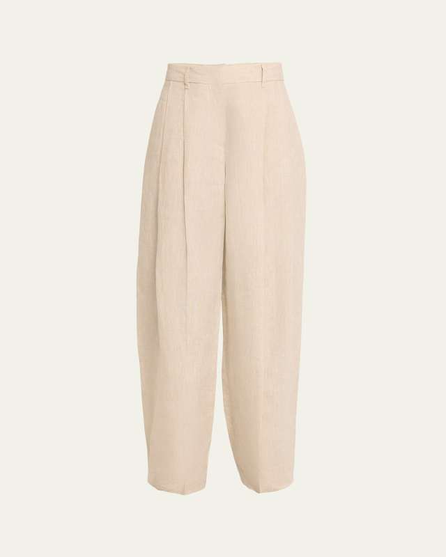 Pleated Delave Linen Waist Pants