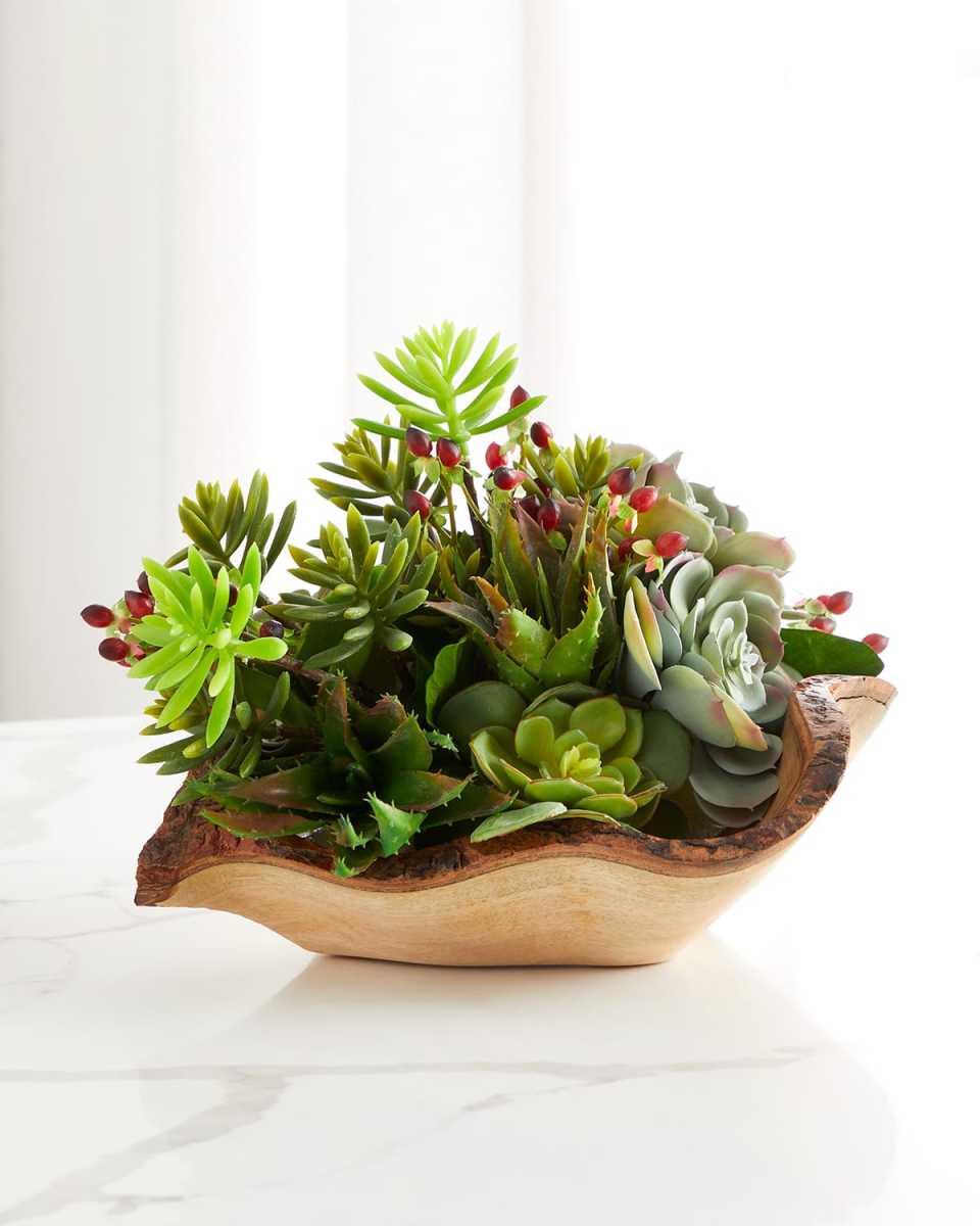 Woodland Succulent Faux-Floral Arrangement