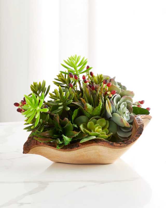 Woodland Succulent Faux-Floral Arrangement