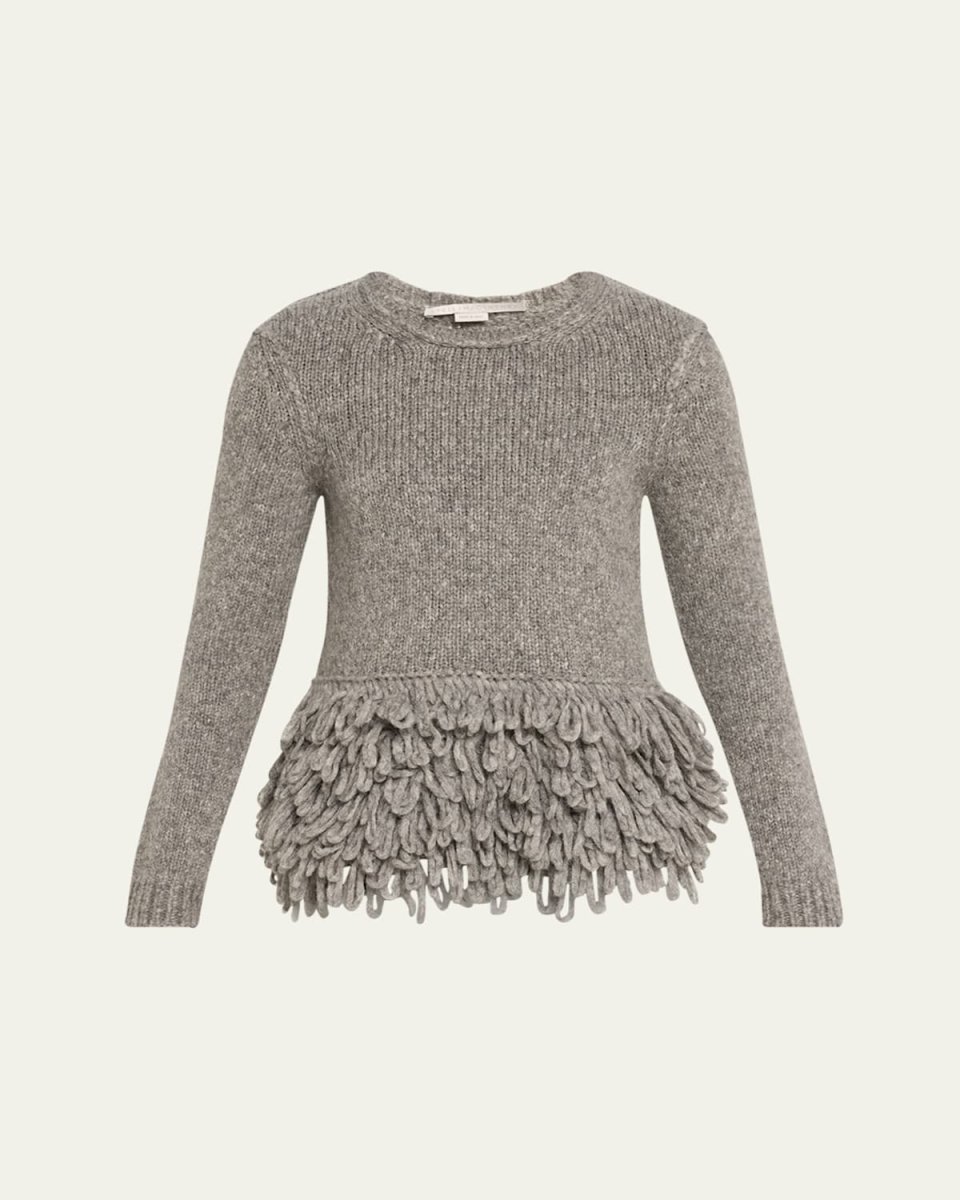 Fringe-Bottom Fitted Sweater