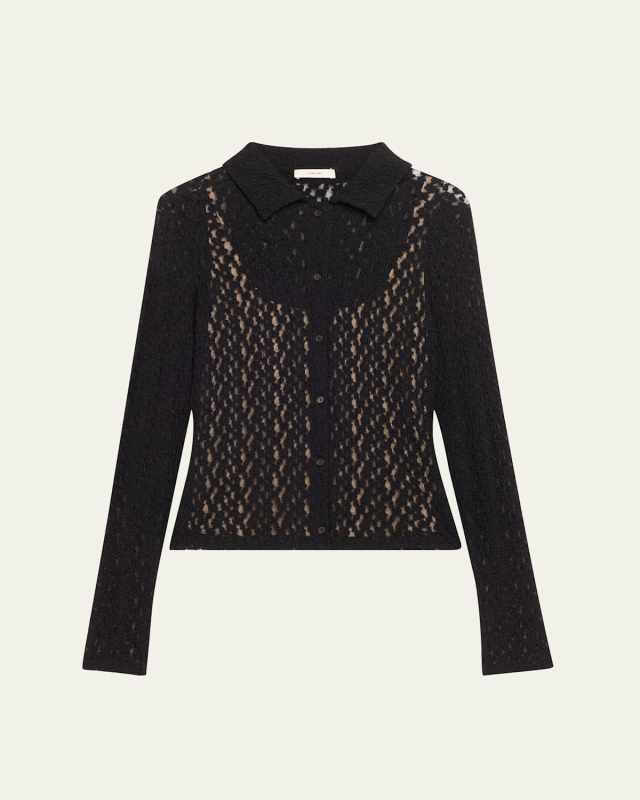 Floral Smocked Long-Sleeve Button-Front Top