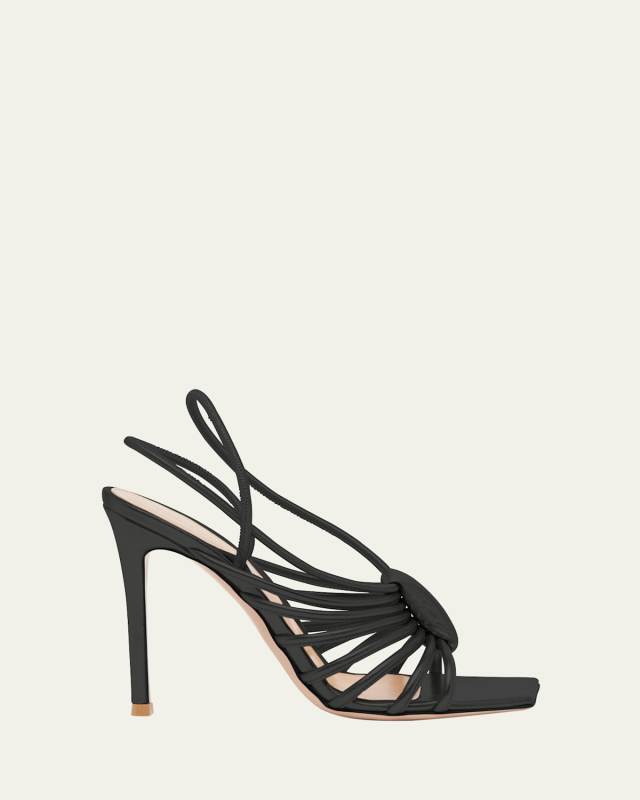 Leather Caged Ankle-Strap Sandals