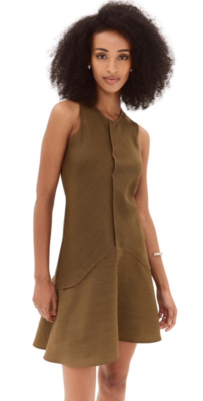 Bite Studios Shield Wool & Silk Mini Dress Moss