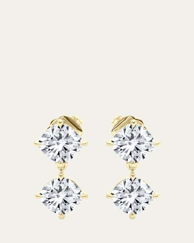 18K Cushion Lab Grown Damond Twin Earrings