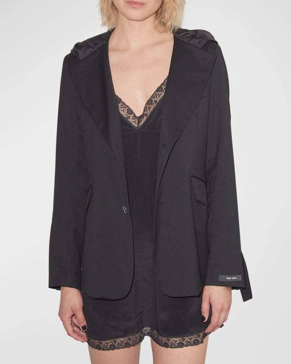 Hooded Single-Breasted Blazer