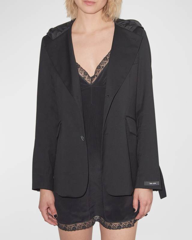 Hooded Single-Breasted Blazer