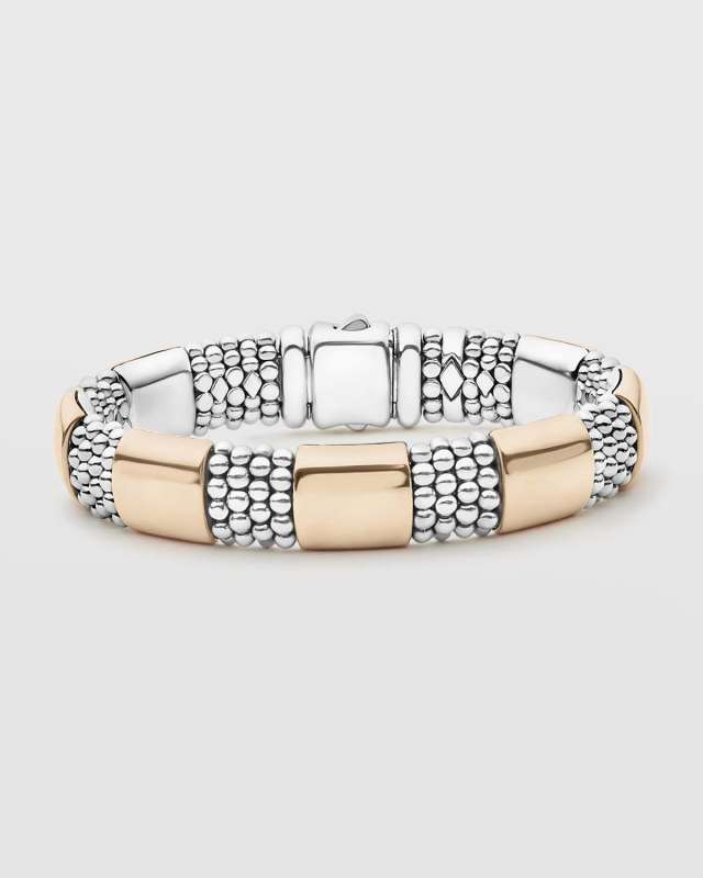 High Bar Two-Tone Rose Gold 12mm Station Bracelet