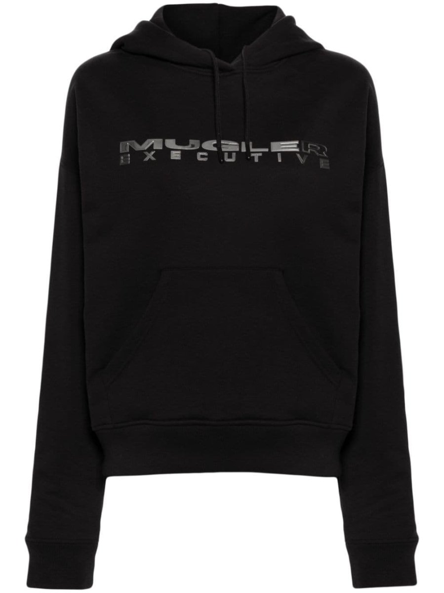 logo-lettering jersey hoodie