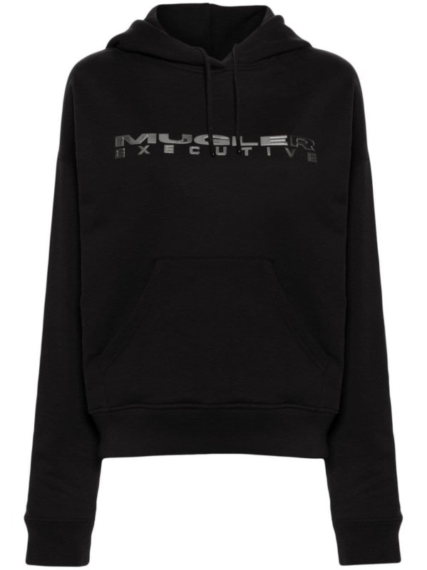 logo-lettering jersey hoodie