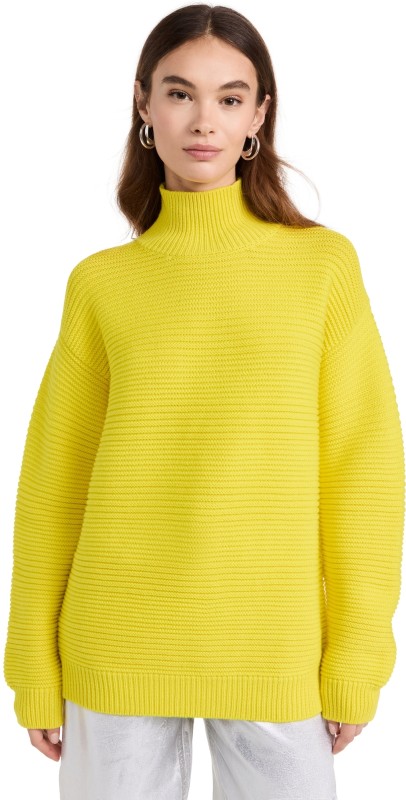 Brandon Maxwell Gartertitch Turtleneck Knitweater Yellow
