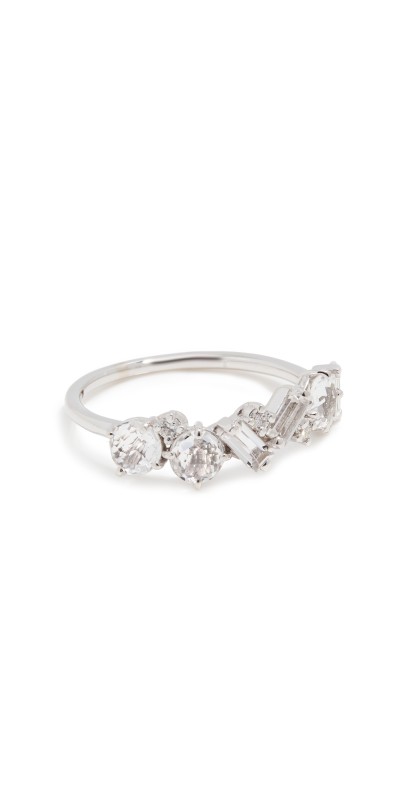 Kalan by Suzanne Kalan White Topaz and Diamond Cluster Ring White Gold/White Topaz