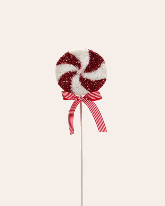 Red Peppermint Spiral Christmas Pick, 16.6"