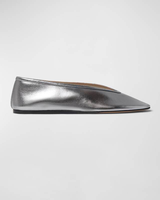 Luna Metallic Leather Ballerina Flats