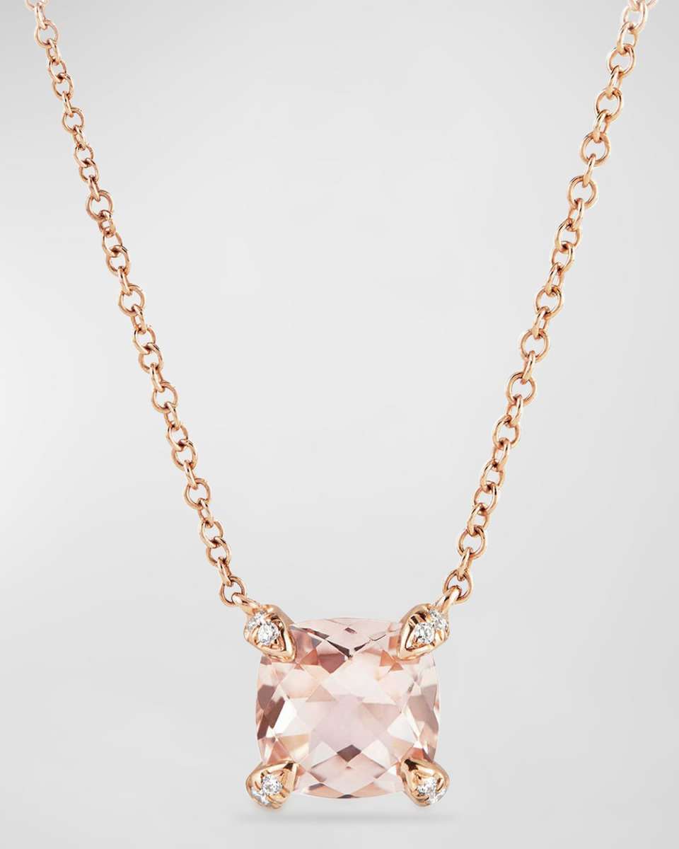 Chatelaine 18k Rose Gold Necklace w/ Morganite, 18"