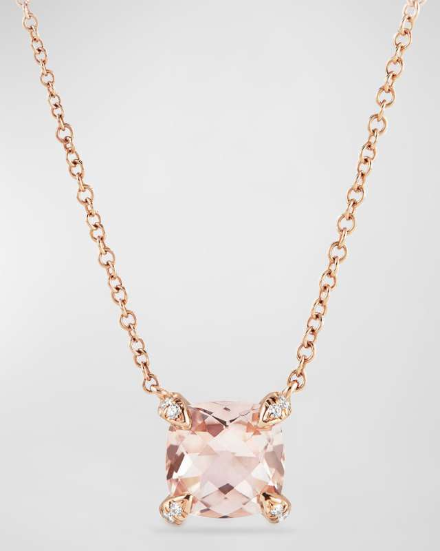 Chatelaine 18k Rose Gold Necklace w/ Morganite, 18"