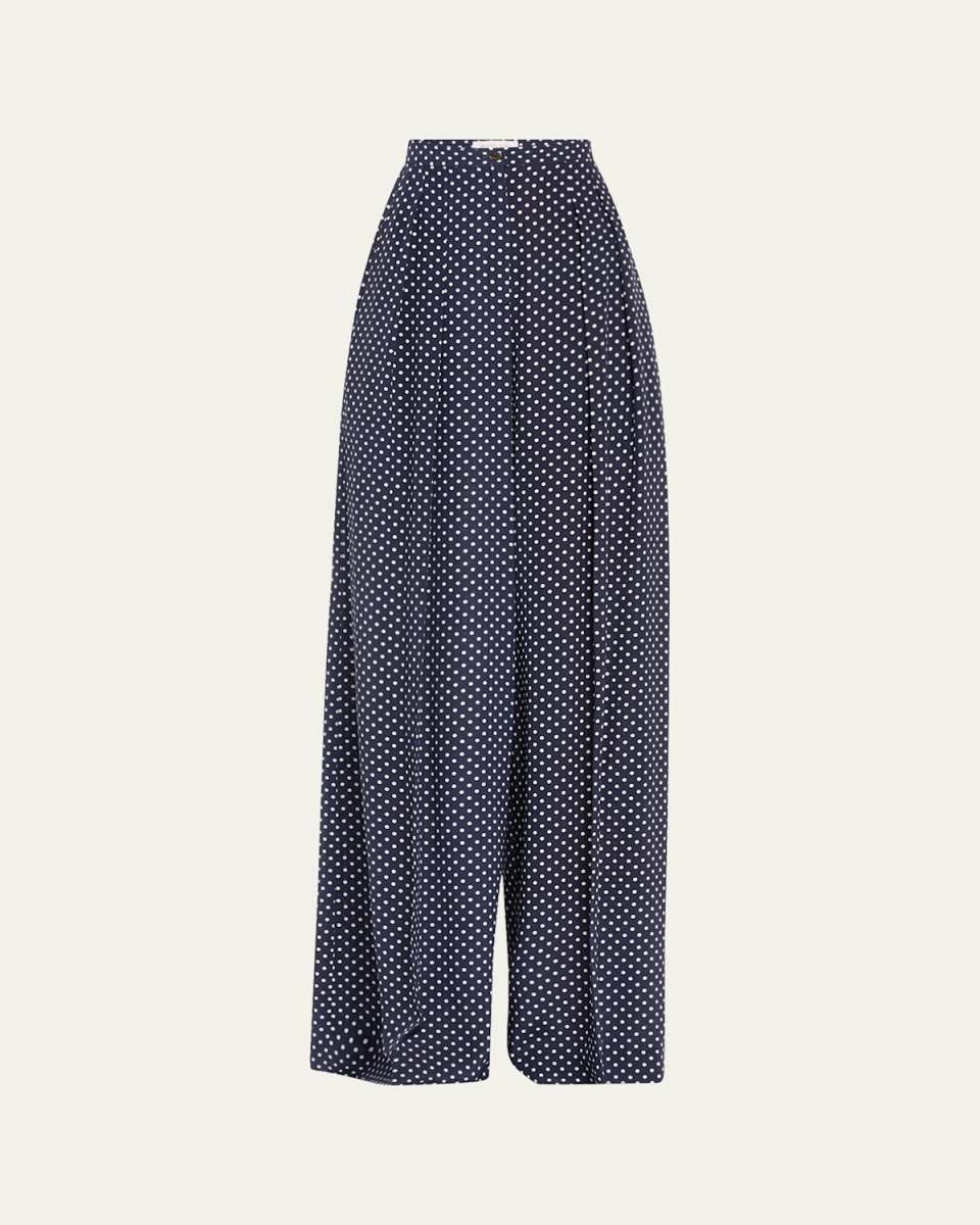 Polka Dot Pintuck Palazzo Pants