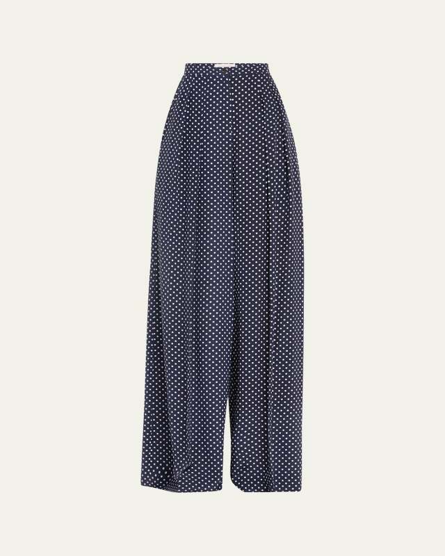 Polka Dot Pintuck Palazzo Pants