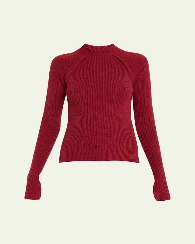 Marine Thumbhole Ribbed Cashmere Sweater