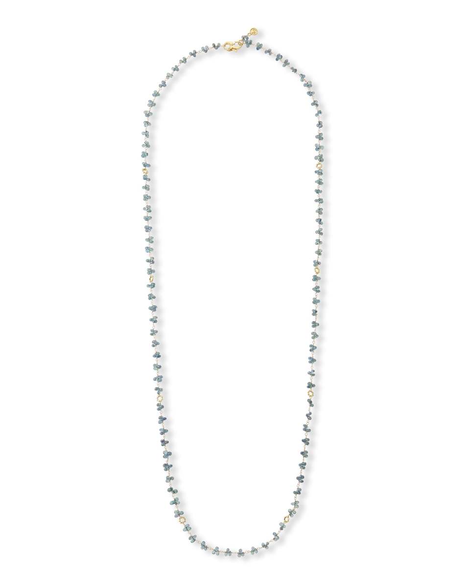 18k Green Sapphire Briolette & Mini-Link Necklace
