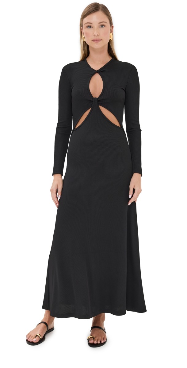 Christopher Esber Open Twist Anglaise Dress Black