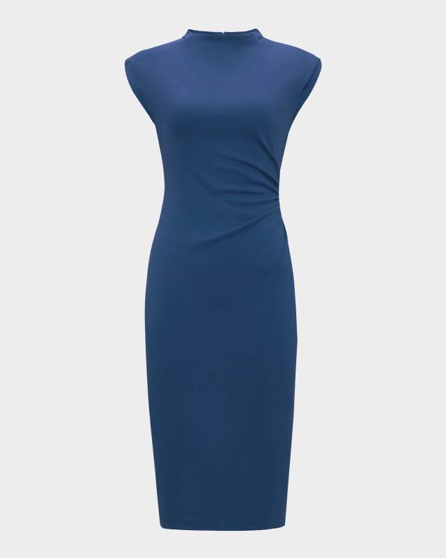 Darrius Sleeveless Pleated Bodycon Midi Dress