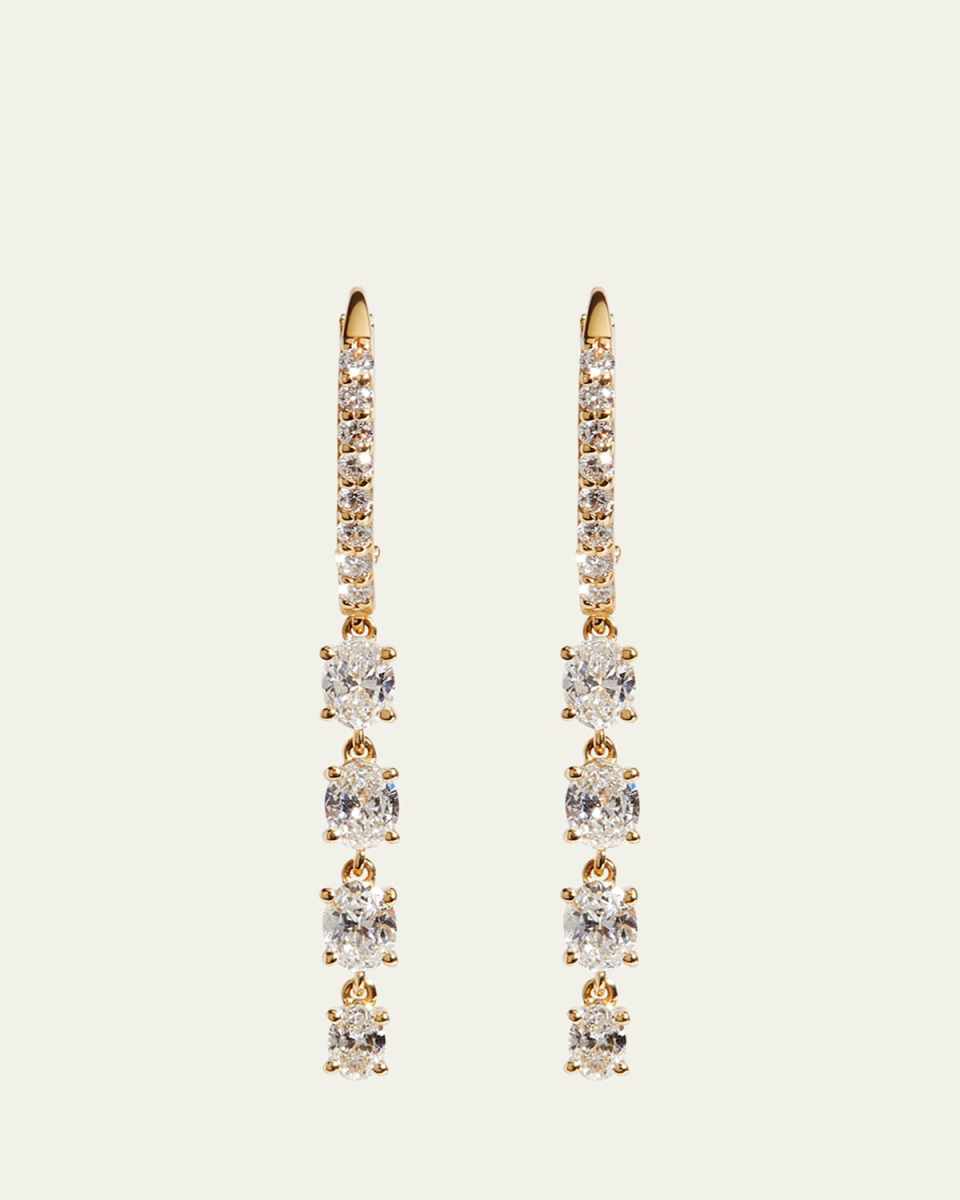 14K Yellow Gold Lab Grown Diamond Huggie Drop Earrings