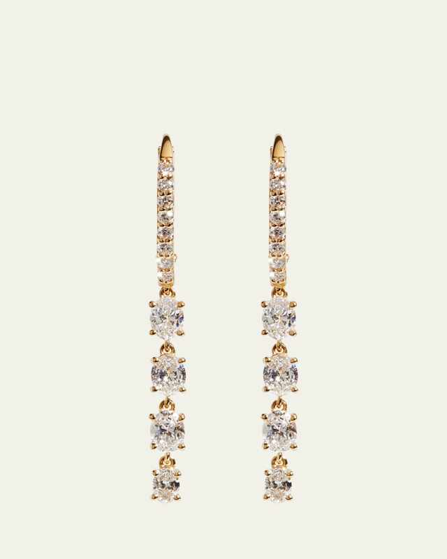 14K Yellow Gold Lab Grown Diamond Huggie Drop Earrings