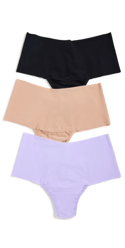 Hanky Panky Breathe High Rise Thong 3 Pack Black/Taupe/Wisteria