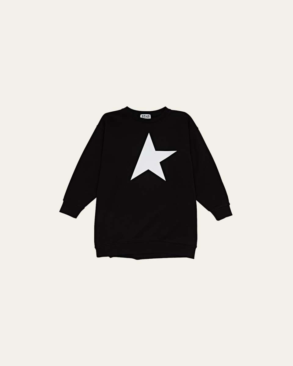 Girl's Star-Print Sweatshirt Dress, Size 4-10
