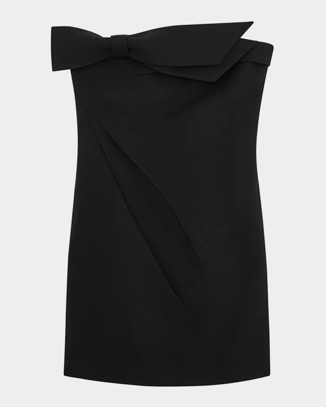 Strapless Pleated Bow Mini Dress