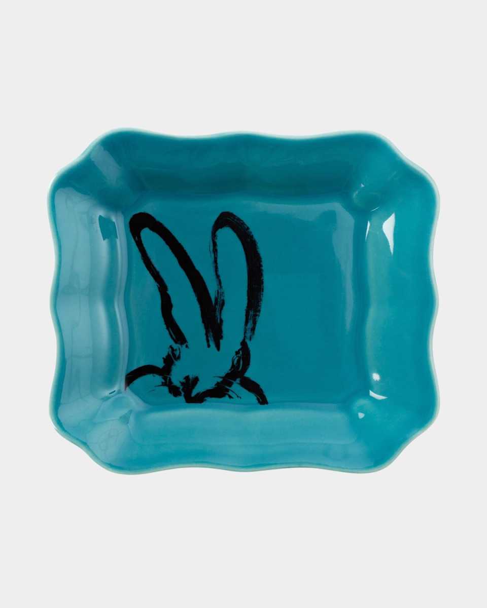 Portrait Plate with Gold Rim - Teal
